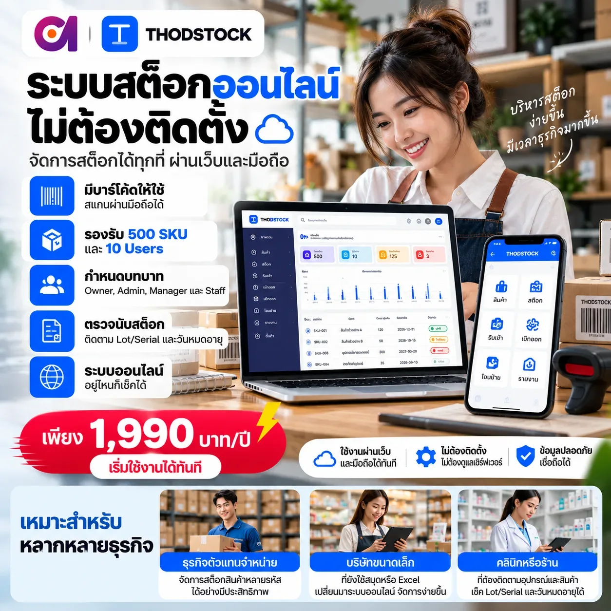 ระบบสต็อกออนไลน์แบบง่ายเน็นธุรกิจเริ่มต้น